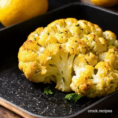 Garlicky Lemon Herb Baked Full Cauliflower So Easy Recipe Card