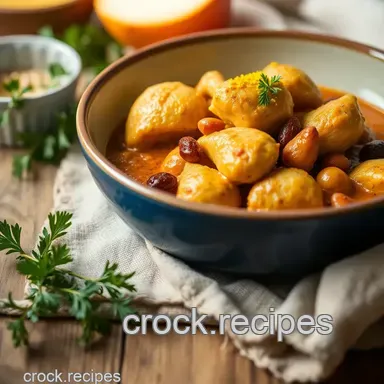 How to Create Delicious Simmered Chicken with Saffron & Raisins Recipe Card