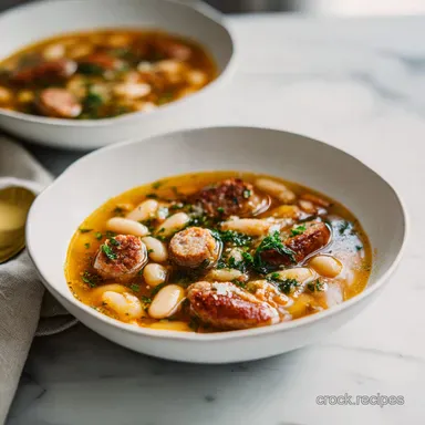 Italian Sausage White Bean Soup for 6 Servings Recipe Card