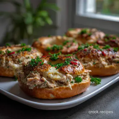 Fast and Cheesy 15 Minute Sheet Pan Bagel Tuna Melt - Crispy