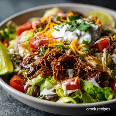 Taco Salad with Shredded Beef: Slow Cooker Favorite Recipe Card