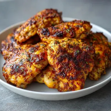 Crispy Skinless Air Fryer Chicken Thighs Recipe Card