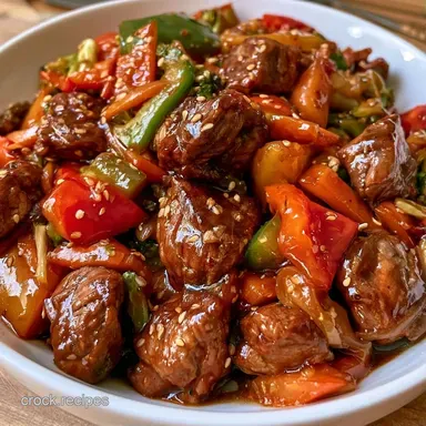 Slow Cooker Asian Beef Vegetables for 6 Recipe Card