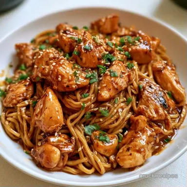 Slow Cooker Asian Chicken Noodles for 6 Recipe Card