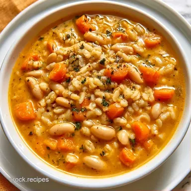 Slow Cooker Bean and Barley Soup for 6 Recipe Card
