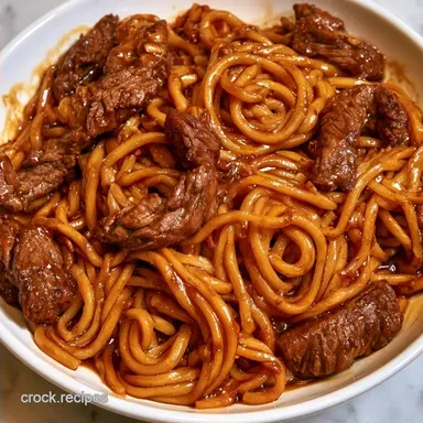 Slow Cooker Beef Lo Mein for 6 Servings