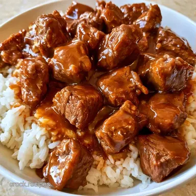 Slow Cooker Beef Over Rice for 6 Servings Recipe Card