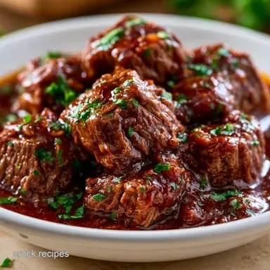 Slow Cooker Beef Tips with Gravy for 6 Recipe Card