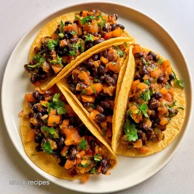 Slow Cooker Black Bean Tacos Meal Prep Recipe Card
