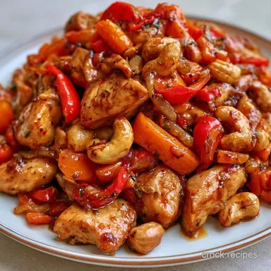 Slow Cooker Cashew Chicken for 4 Servings Recipe Card
