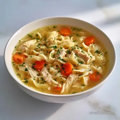 Slow-Cooked Chicken and Noodles Recipe Card