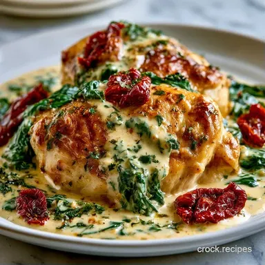 Slow Cooker Creamy Tuscan Chicken Thighs Recipe Card