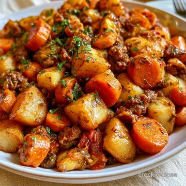 Slow Cooker Ground Beef Casserole for 6 Recipe Card