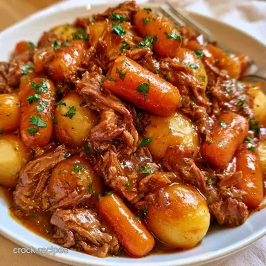 Slow Cooker Roast With Gravy: 8 Servings Recipe Card