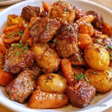 Slow Cooker Sirloin Steak Potatoes for 4 Recipe Card