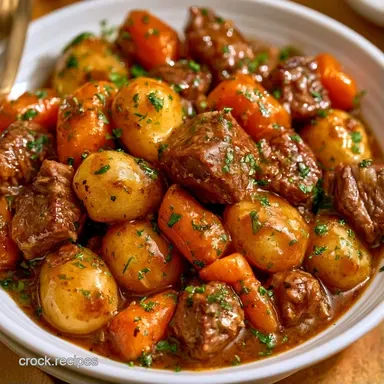 Slow Cooker Steak Baby Potatoes for 6 Recipe Card