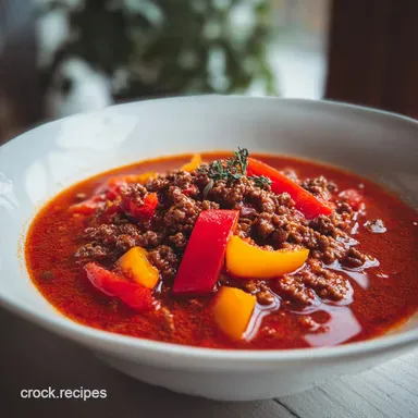 Slow Cooker Stuffed Pepper Soup: Beef Recipe Card