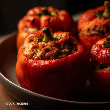 Slow Cooker Stuffed Peppers: Easy Comfort Food! Recipe Card