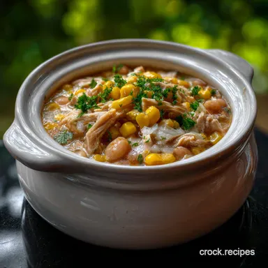 Slow Cooker White Chicken Chili: Velvety & Zesty Comfort Recipe Card