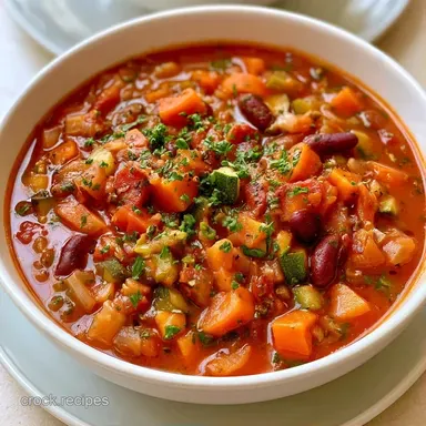 SlowCooker Vegetarian Minestrone for 6 Recipe Card