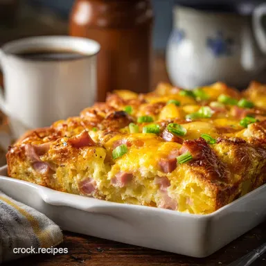 Small Batch Ham Potato Breakfast Casserole Perfect for 4 Recipe Card