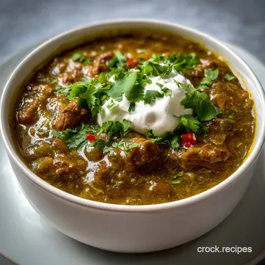 Beef Chili Verde: Slow Cooker Smoky Chile Verde Recipe Card