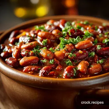 Ultimate Sticky Smoky Crockpot Bean Recipe Easy Cowboy Beans Recipe Card