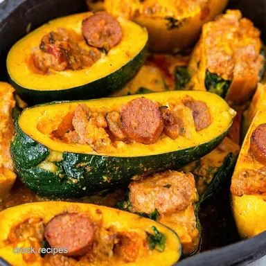 Speedy Sausage Spinach Squash Boats Easy Weeknight Dinner Recipe Card