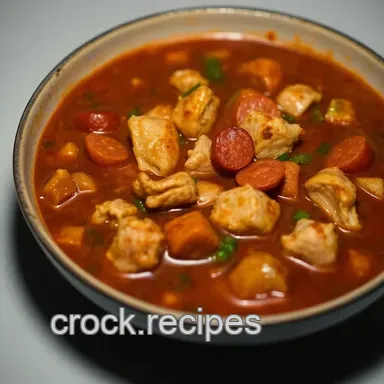 Spicy Chicken Andouille Sausage Gumbo: A Flavorful Cajun Delight Recipe Card