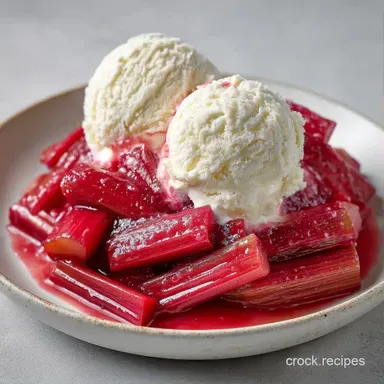 Stewed Rhubarb Over Ice Cream in 25 Min Recipe Card
