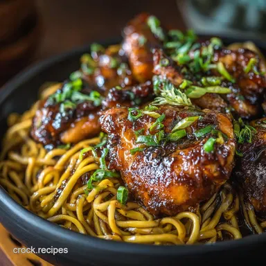 Sticky Slow Cooker Honey Garlic Chicken Noodles The Weeknight Win