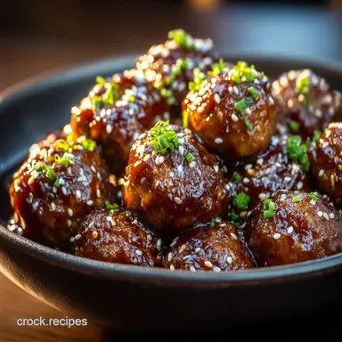 The Best Slow Cooker Teriyaki Meatballs with Sticky Scratch Glaze Recipe Card