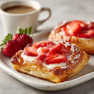 Strawb Puff Pastry Danishes Recipe: Crispy Baked with Cream Cheese Recipe Card