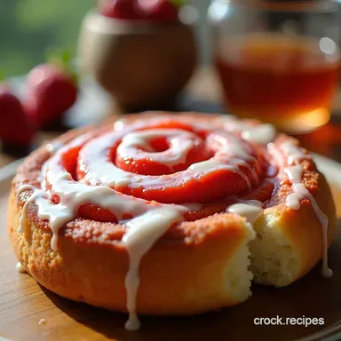 Sticky Strawberry Cinnamon Rolls with Vanilla Glaze Recipe Card