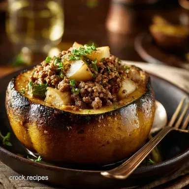 Stuffed Acorn Squash With Ground Beef Pears and Pa: Easy Autumn Dinner