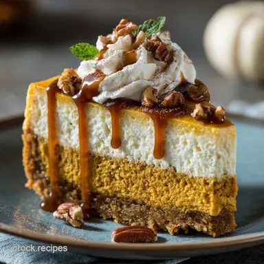 SugarFree Layered Pumpkin Cheesecake Rich Keto Thanksgiving Dessert Recipe Card