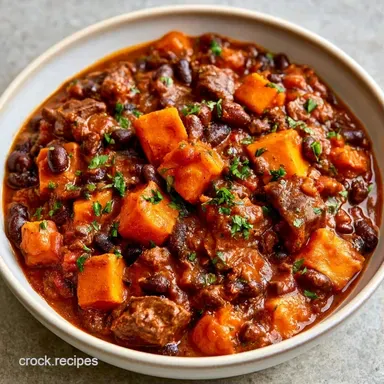 Sweet Potato Chili with Ground Beef Recipe Card