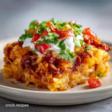 Taco Crock Pot Hashbrown Casserole for 8 Servings Recipe Card