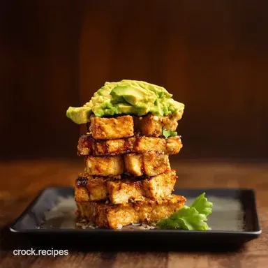 Crispy Teriyaki Tofu Avocado My Zen Rice Stacks Recipe Card