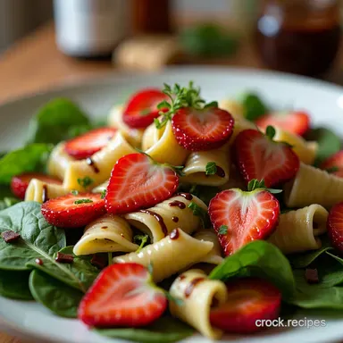 Strawberry Spinach Pasta Salad with Balsamic Glaze Recipe Card