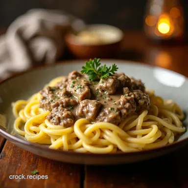 Truly Creamy Beef Stroganoff with Tender Egg Noodles Recipe Card