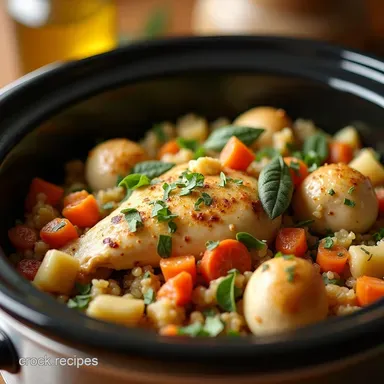 Easy Crockpot Chicken Stuffing Juicy Sage Dinner A OnePot Wonder Recipe Card