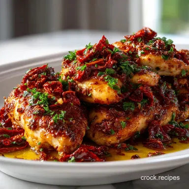 Creamy Sun Dried Tomato Garlic Chicken | Velvety Sauce Recipe Card
