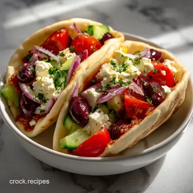 Greek Salad Pita Pockets: Easy Mediterranean Lunch Recipe Card