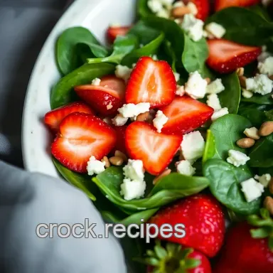 Easy & Delicious Spinach and Strawberry Salad Recipe with Homemade Vinaigrette Recipe Card