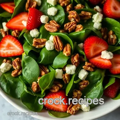 Easy Vibrant Spinach Strawberry Pecan Salad with Honey Balsamic Dressing Recipe Card
