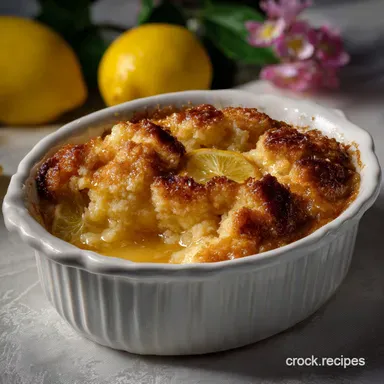 Vintage Lemon Pudding Cake Cobbler Dessert Recipe with Fresh Lemon