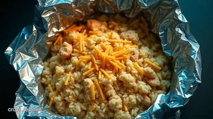 One-Pot Cheesy Chicken and Rice Foil Packets