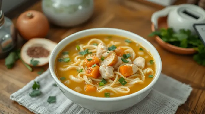 Quick & Healthy Egg Drop Chicken Noodle Soup