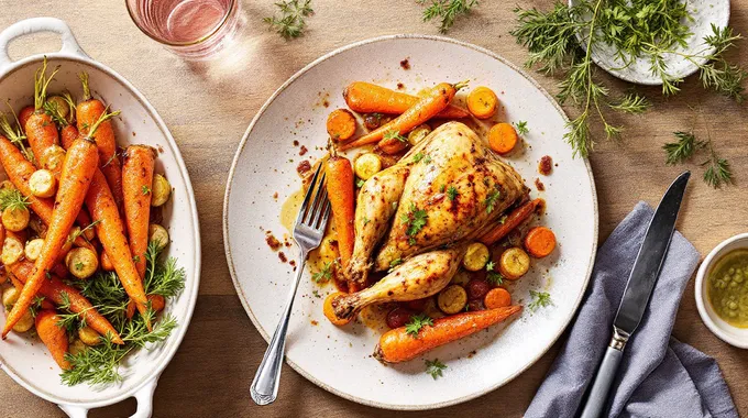 Roast Chicken & Sticky Carrots Recipe